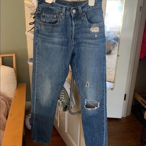 Levi’s 501® Ripped High Waist Ankle Skinny Jeans